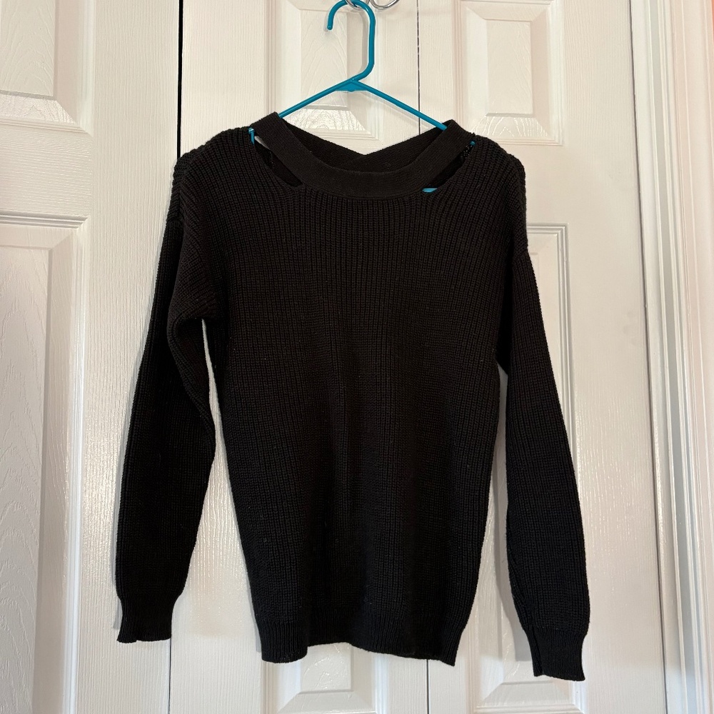 🖤 Luna Moon Black Knit Crisscross Back Sweater | Size L